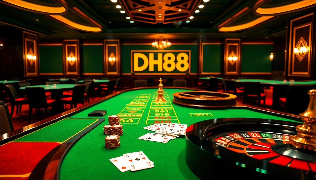 Experience thrilling gameplay at DH88.US with vibrant poker chips and exciting casino games.