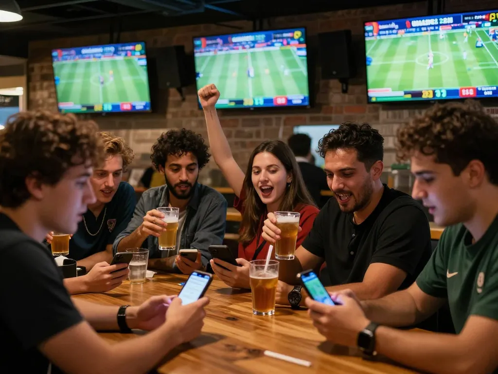 Fans placing bets during World Cup 2026 in an energetic sports bar