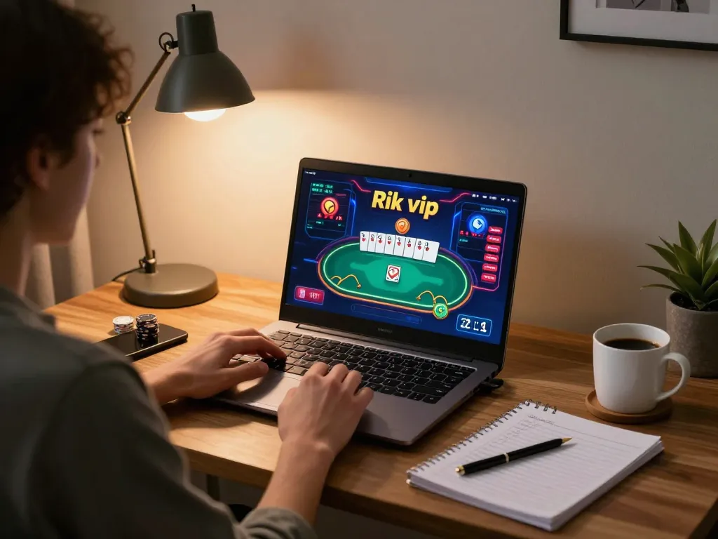 Playing exciting games on rik vip platform in a cozy online gaming setup