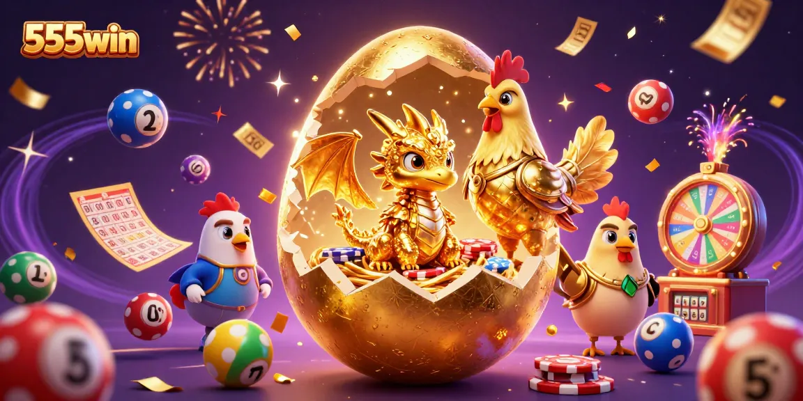 Engage in thrilling adventures with 555win's vibrant casino scene featuring a golden dragon and dynamic gameplay elements.