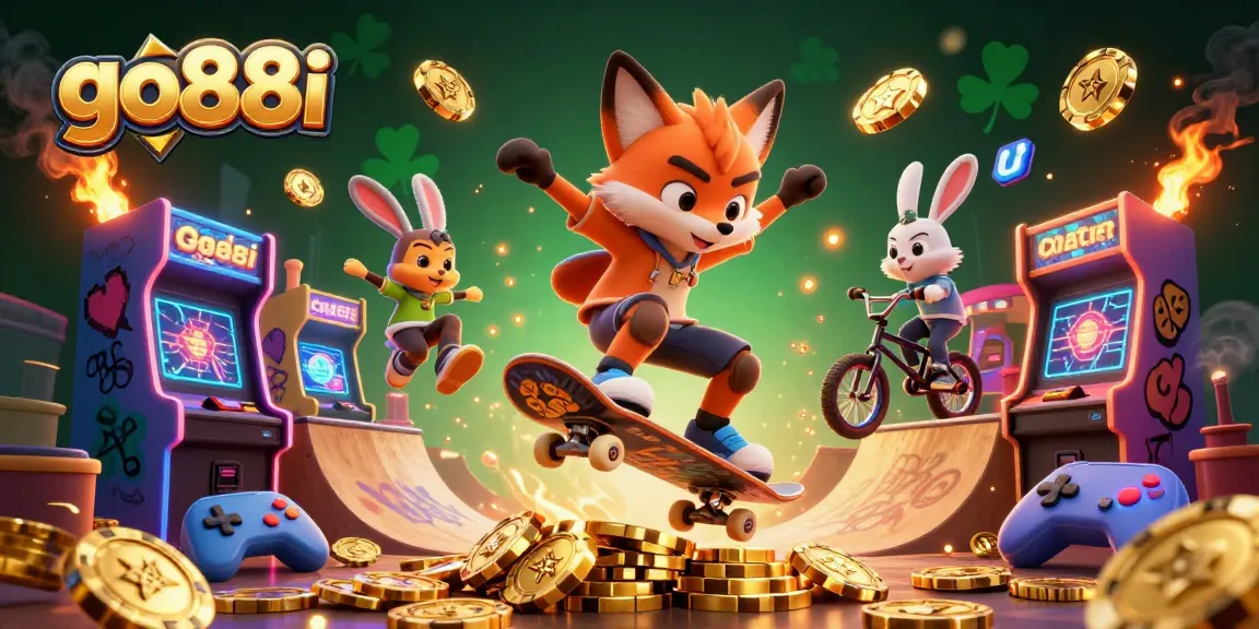 Experience thrilling gaming action with go88i featuring vibrant 3D characters and casino elements.