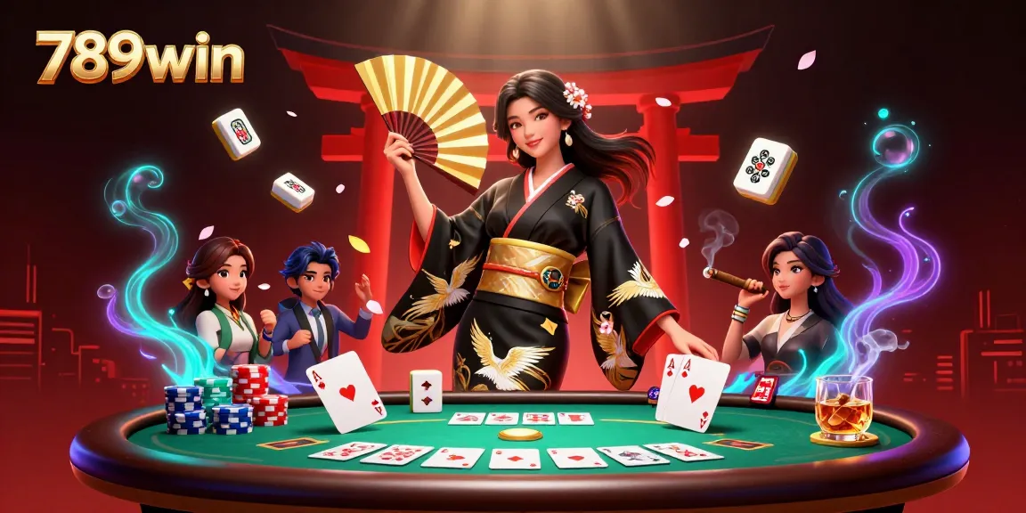 Experience thrilling gameplay with 789win's vibrant casino scene, showcasing an elegant player amidst poker chips and cards.