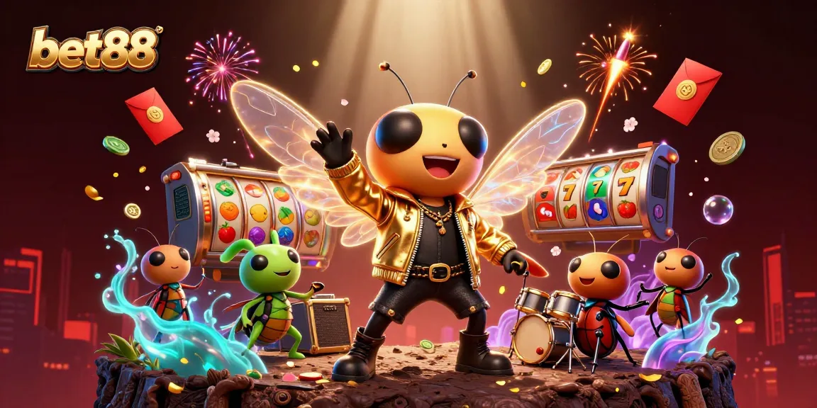 Experience excitement at bet88 with a lively 3D casino scene featuring cartoon characters and vibrant gaming elements.