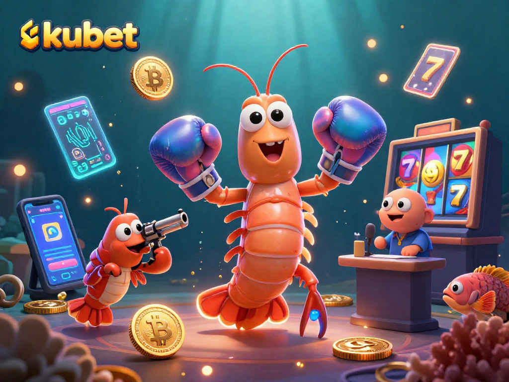 Engage in kubet casino action with vibrant 3D artwork showcasing crypto themes and slot elements.