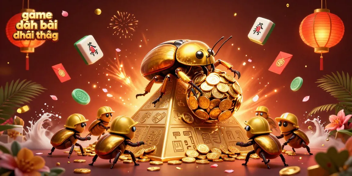 Engage in game đánh bài đổi thưởng with vibrant 3D casino-themed illustration showcasing golden elements.