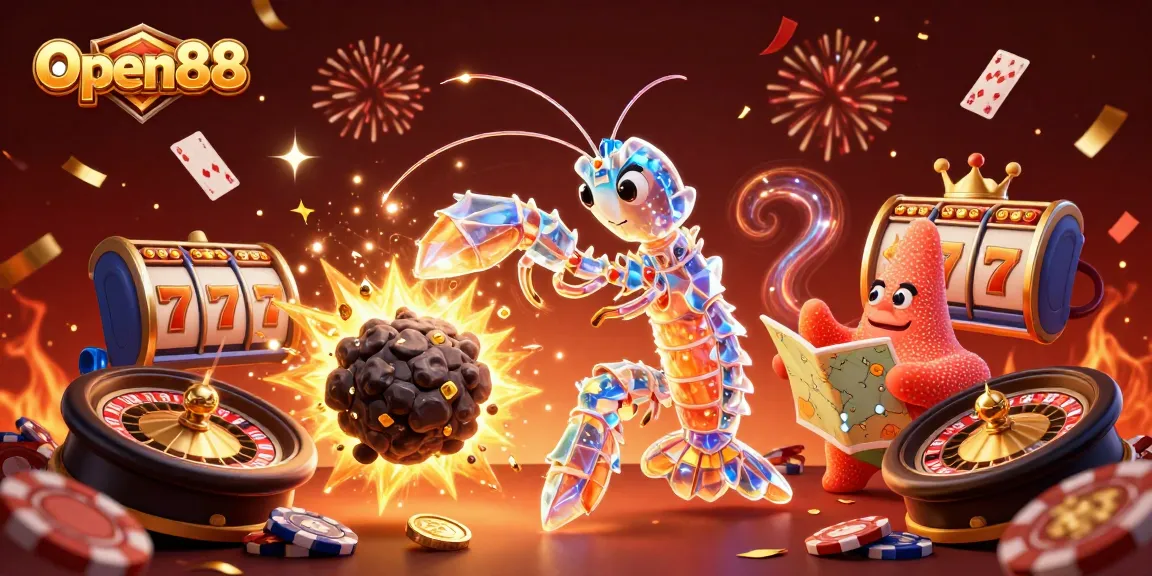 Engage in thrilling gameplay with Open88's vibrant online casino adventure featuring samurai shrimp and star charts.