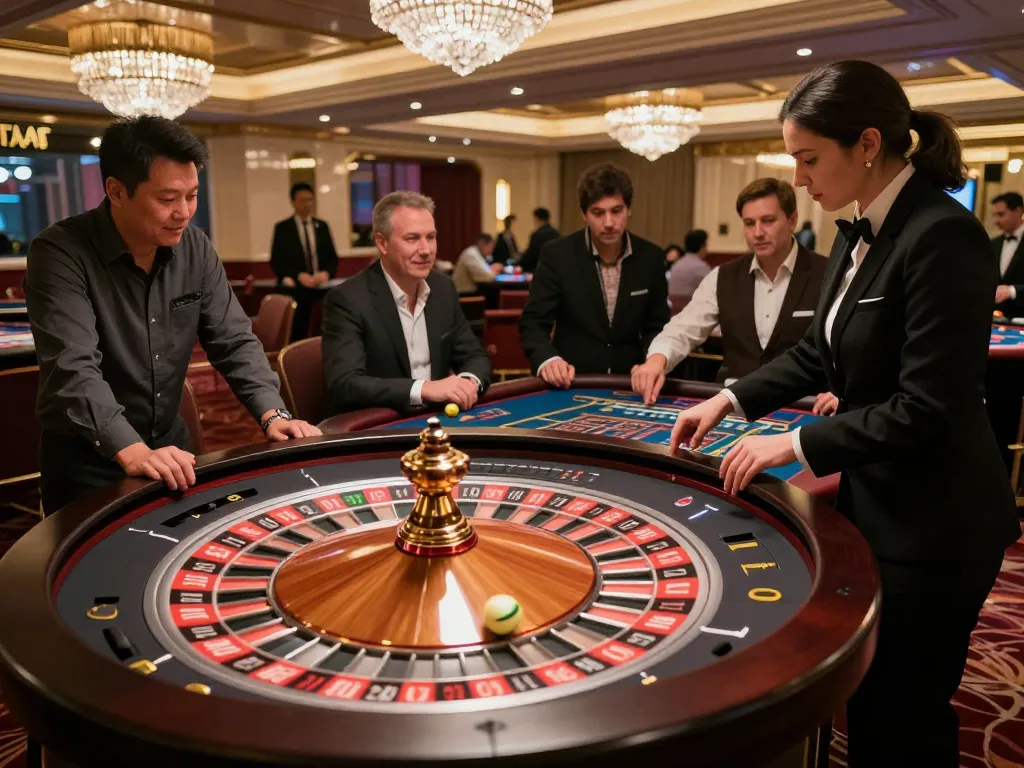 Experience the excitement of Okwintv roulette as players engage with the spinning wheel.