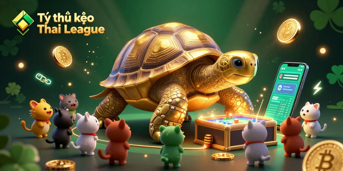Engage with the Tỷ lệ kèo Thai League as a golden tortoise pinball machine entertains eager animals and showcases exciting betting elements.