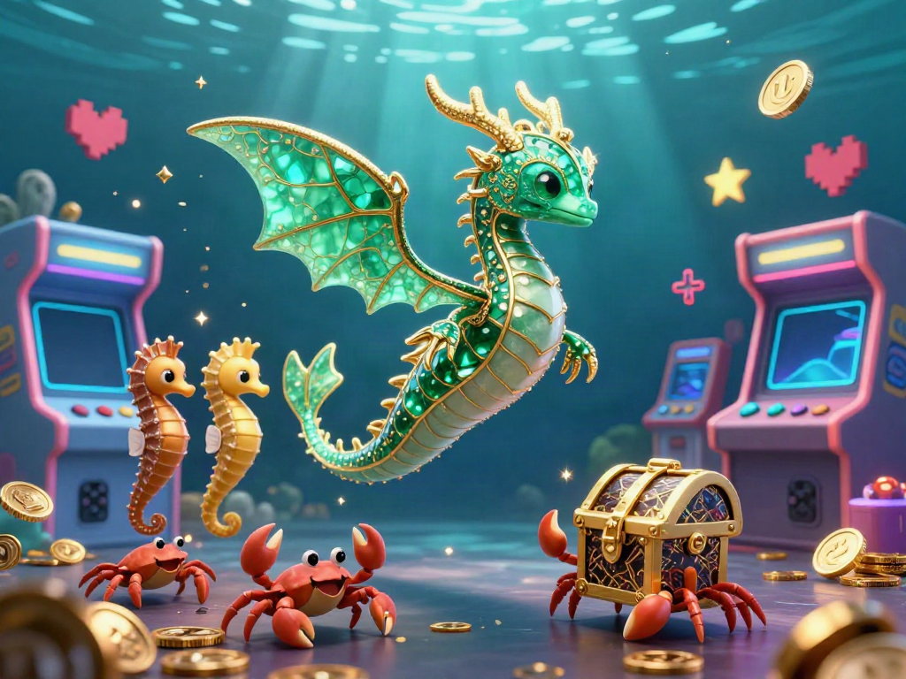 Engage in thrilling gameplay with 13win's vibrant 3D casino illustration featuring a whimsical sea dragon and rich gaming elements.