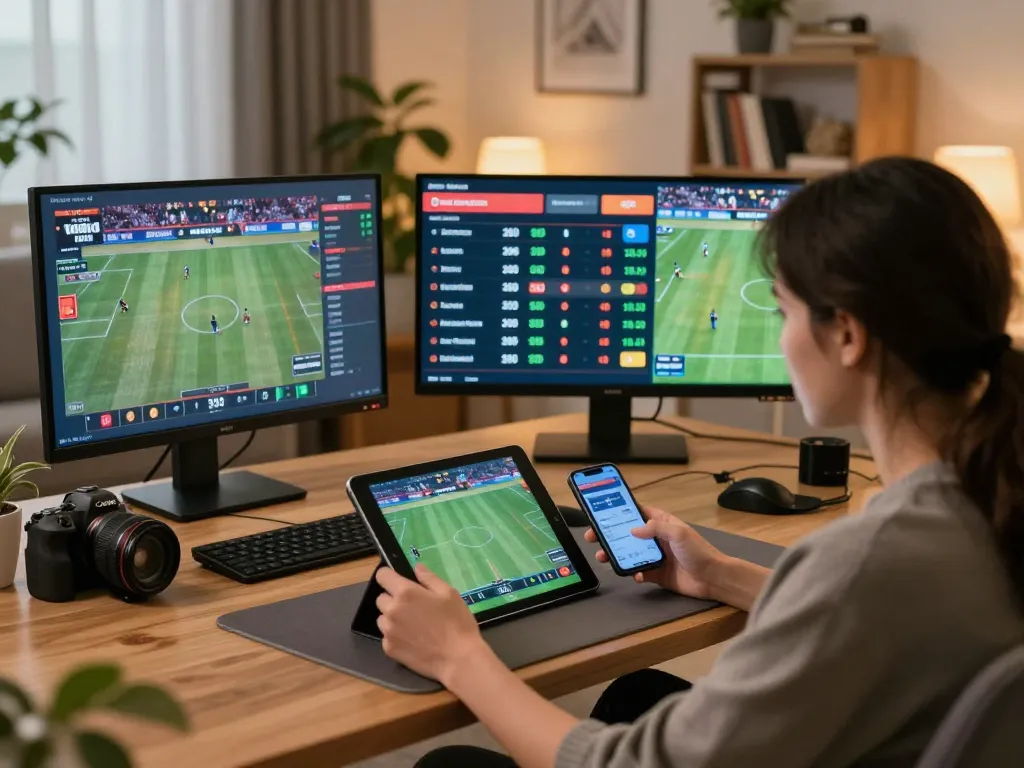 Person engaging in dynamic sports betting strategies with 98wincom during an exciting live match.