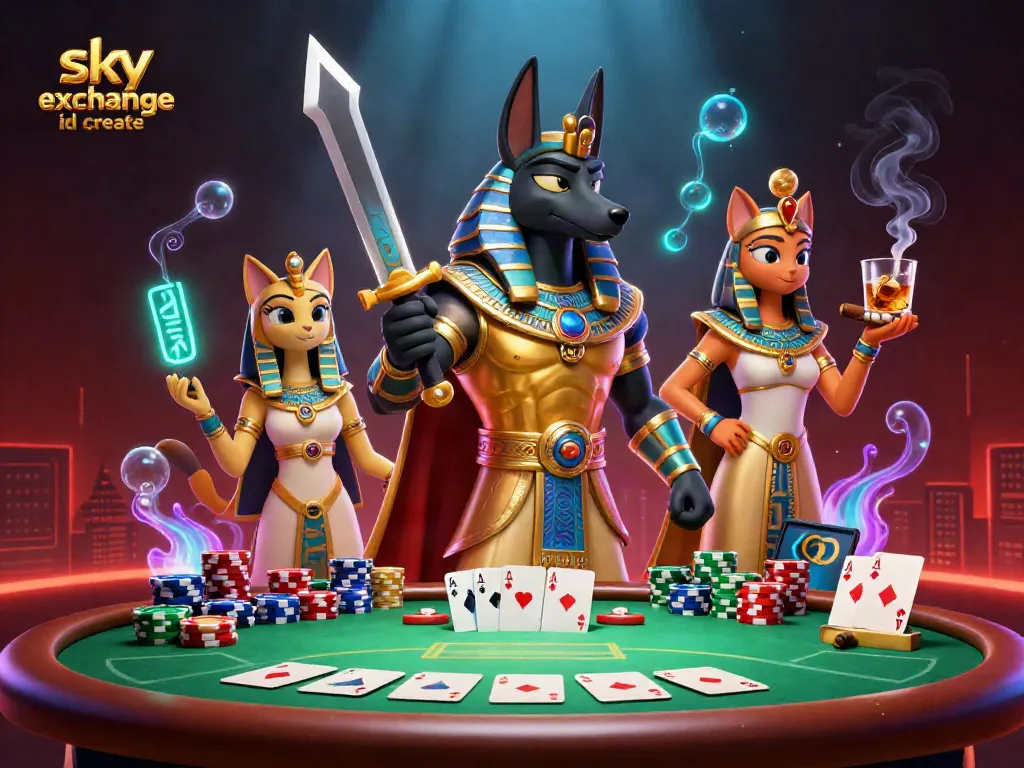 Engage in strategic bets with your sky exchange id create in this vibrant 3D casino illustration.