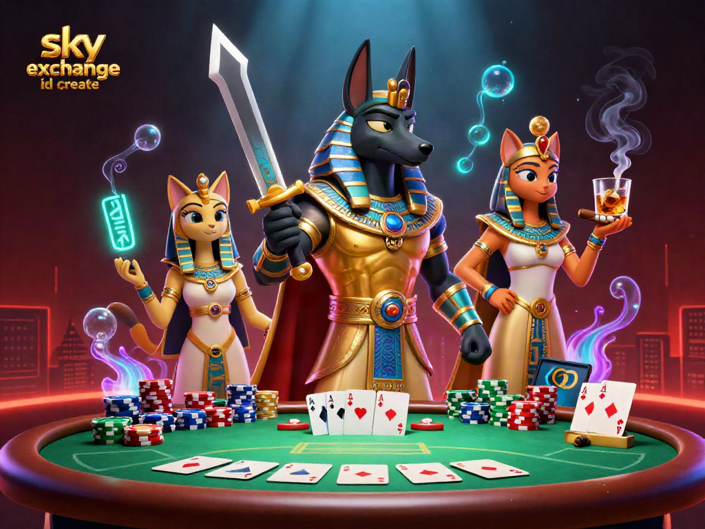 Engage in strategic bets with your sky exchange id create in this vibrant 3D casino illustration.