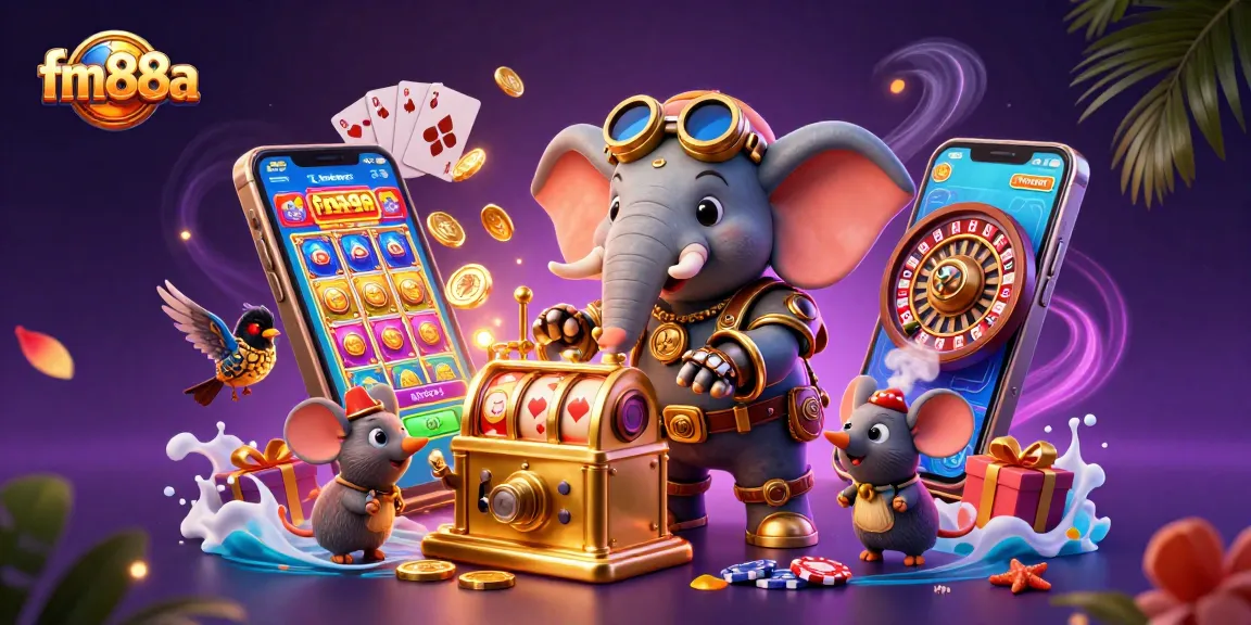 fm88a showcases an engaging steampunk casino scene with characters and vibrant game elements.