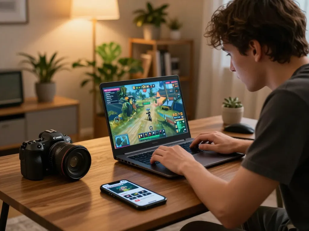 Person enjoying immersive online gaming experience at home with O8 platform