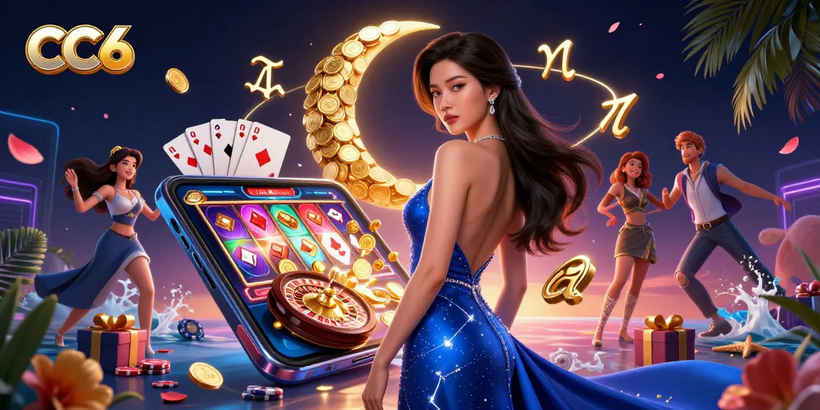 Celebrate big wins at CC6 with a stunning 3D casino scene featuring vibrant games and elegant design.