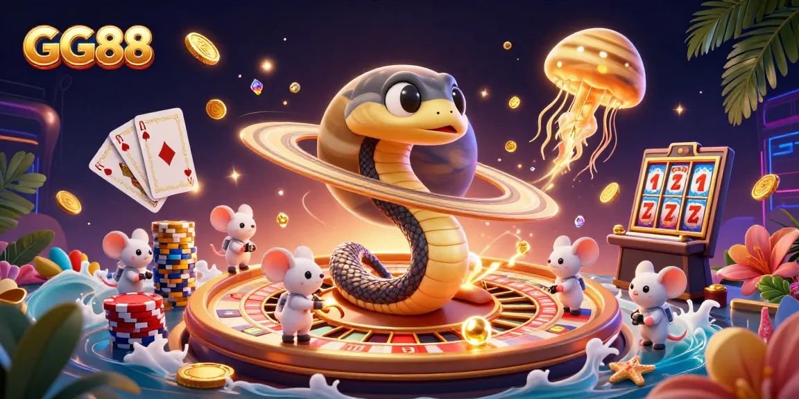 Place bets at GG88 using colorful elements in a dynamic 3D casino scene