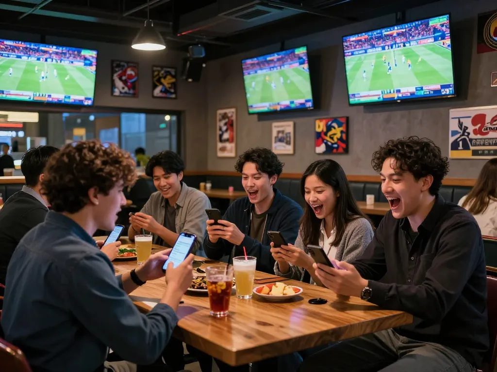 Sports fans actively betting on sbobet during live events in an energetic sports bar